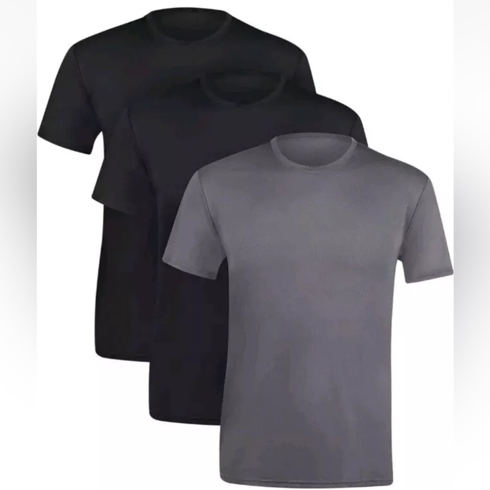 Hanes Pack of 3 Tagless T-Shirts Lightweight Stretch 3XL (54-56”)Gray Black (XQ)